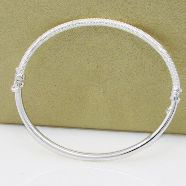 Sterling Silver Bangle Bracelet, Silver Modern Bangle,   Bangle, Silver Secure Bracelet, Silver Oval Tube Bangle Bracelet