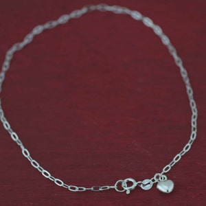 Heart Anklet, Silver Anklet, Sterling Silver Heart Anklet, Silver Charm Anklet, Beach Jewelry, Silver Heart Anklet,  Boho Beaded Anklet