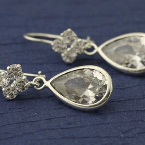 Sterling Silver Dangling Earring, Drop CZ Dangling, CZ Bridal Earring , Bridesmaid Earrings , Wedding Drop Earring