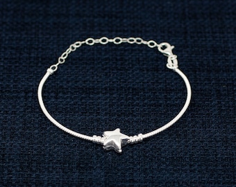 Sterling Silver Star Bracelet, Silver Star Bracelet, Silver