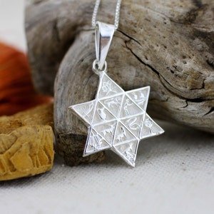 Silver Star of David Necklace, Sterling Silver The 12 Tribes of Israel Necklace, Judaica Jewelry, Holyland Gift, Israel Star, Magen David