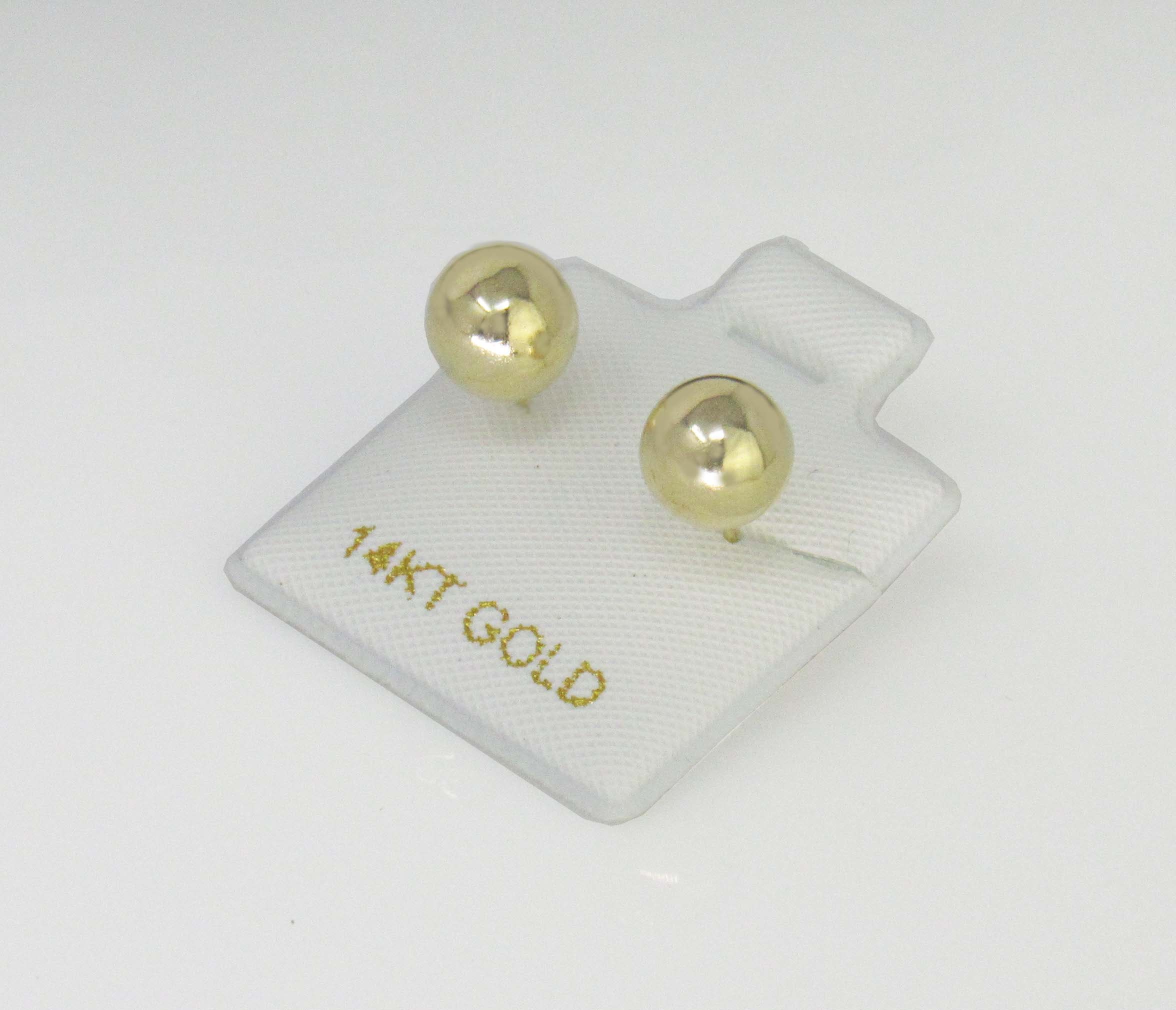 14k Yellow Gold Ball Earrings with Faceted Texture(7mm) main image 0