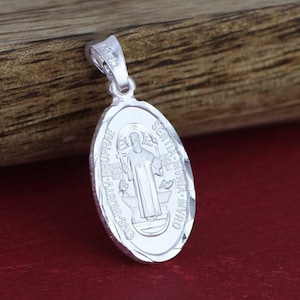 Sterling Silver Saint Benedict Medal, Silver Saint Benedict Necklace, Silver St. Benedict Oval Medal, Silver Oval Saint Benedict Medal