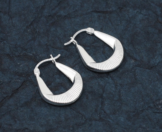 Sterling Silver Shrimp Texture Hoop Earrings Sterling Silver