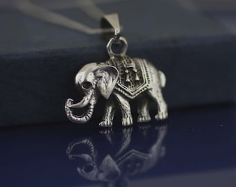 Sterling Silver Elephant Necklace, Silver Elephant Charm. Sterling Silver Good Luck Charm Necklace, Elephant Jewelry, Elephant Jewelry