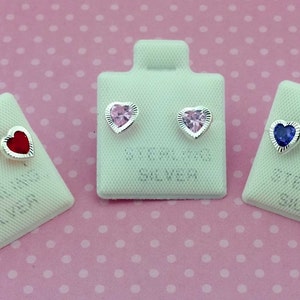5x5 Heart Cubic Zirconia Stud, Sterling Silver Stud Earrings Heart Bezel, 5x5 Heart CZ in Bezel Diamond, Broquel Biselado Diamantado image 2