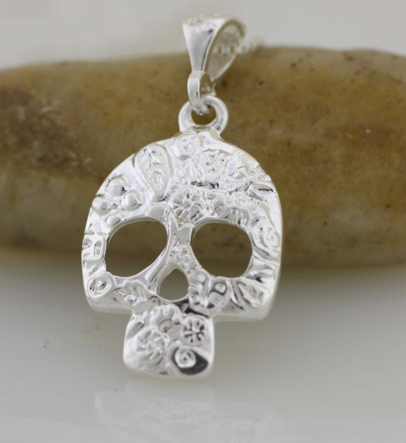 Mexican Sterling Silver Skull Pendant, Sterling Silver Mexican 