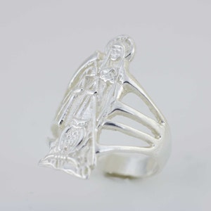 Sterlingzilveren Magere Hein-ring. Zilveren massieve Santa Muerte-ring, Holy Death-ring, zilveren Santa Muerte, Anillo Santa Muerte
