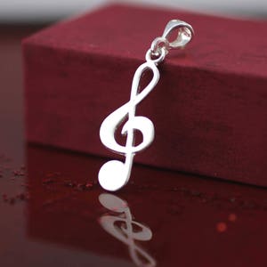 Sterling Silver Musical Necklace, Silver Treble Clef Necklace, Music Lover Necklace, Musical Note Necklace, Musical Jewelry,  Silver Treble