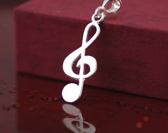 Sterling Silver Musical Necklace, Silver Treble Clef Necklace, Music Lover Necklace, Musical Note Necklace, Musical Jewelry,  Silver Treble