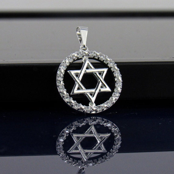 Star of david necklace with circle around it best sale