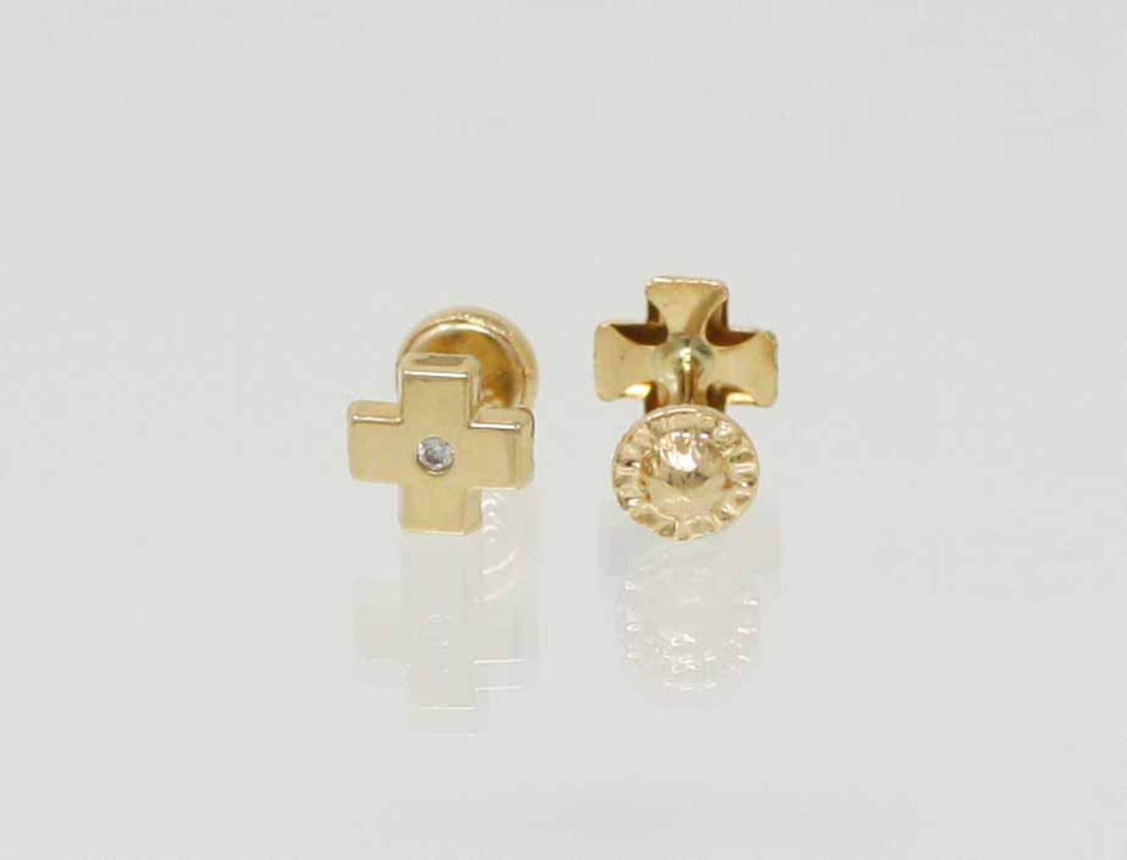 14 Karat Gold Plated Cross Stud Earrings main image 1