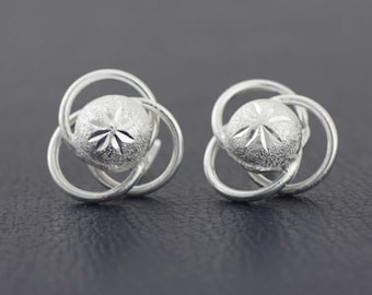 Atom Stud Earrings , Sterling Silver Atom Stud, Silver Atom Post  Earrings, Silver Earrings, Arete Atomo en Plata