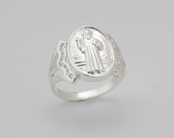 Sterling Silver Saint Benedict Ring, Sterling Silver 925 San Benito, Sterling Silver St Benedict Ring, Catholic Jewelry, Catholic Ring,