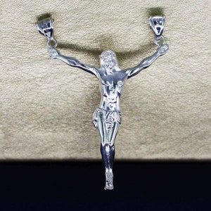 Jesus Christ Necklace, Large Jesus Christ Arms Open Necklace, Sterling Silver Jesus Pendant, Silver Crucifix, Large Men Necklaces