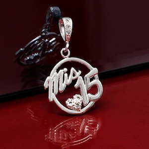 Sterling Silver Quinceañera Necklace, Mis Quince Necklace, Silver Quinceañera Pendant, Fifteen Celebration