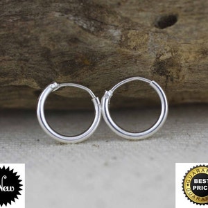 Aros para cartílago, aros pequeños de plata de ley, aros de plata de ley de 10 mm, aros pequeños &quot;PAIR&quot;, aros de plata para cartílago