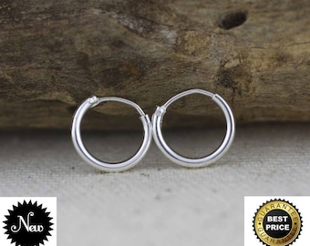 Cartilage Hoop Earrings, Sterling Silver Tiny Hoop Earrings, 10mm Sterling Silver Hoop Earrings, &quot;PAIR&quot; Small Hoop, Silver Cartilage Hoop