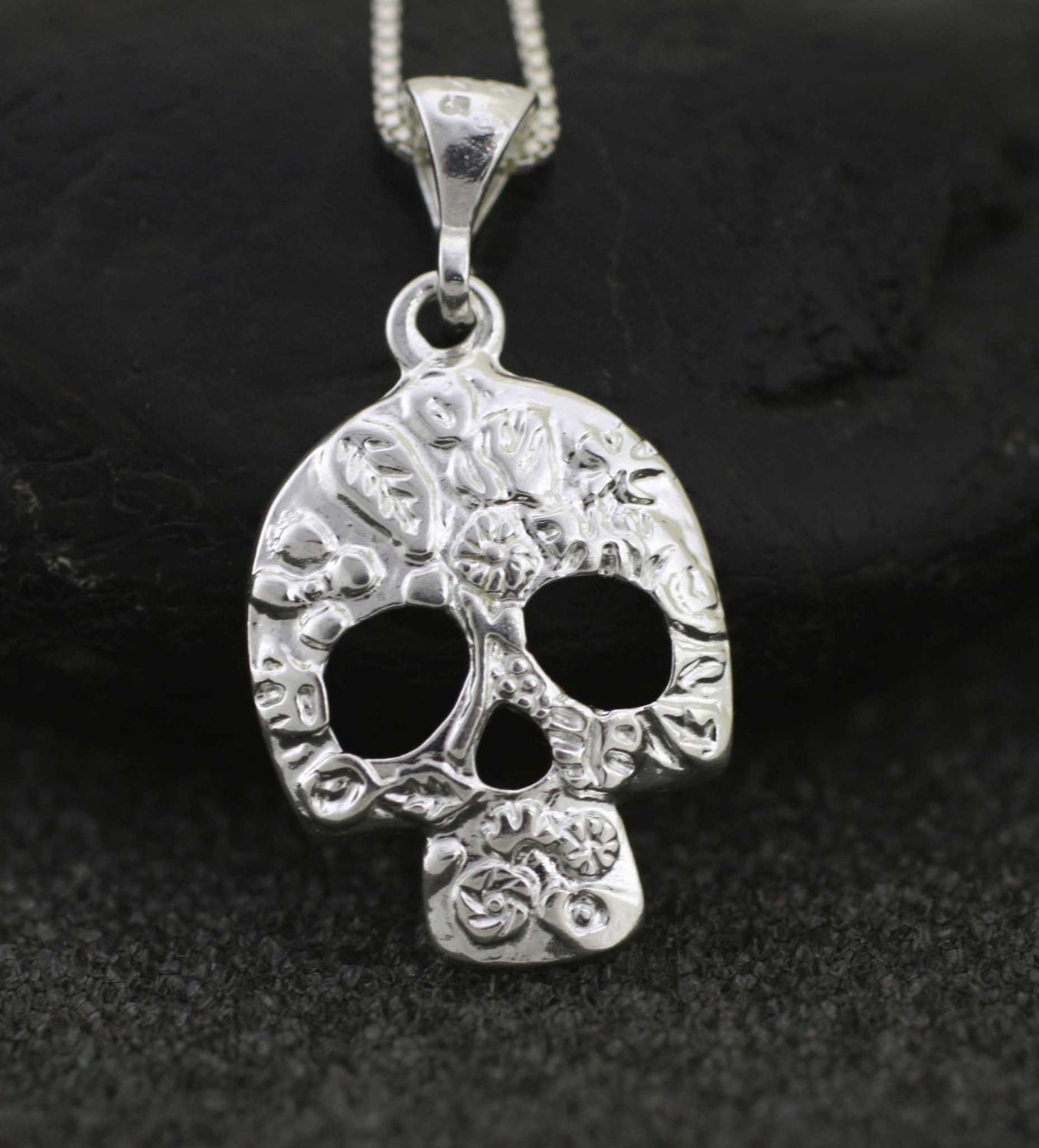 Mexican Sterling Silver Skull Pendant, Sterling Silver Mexican 