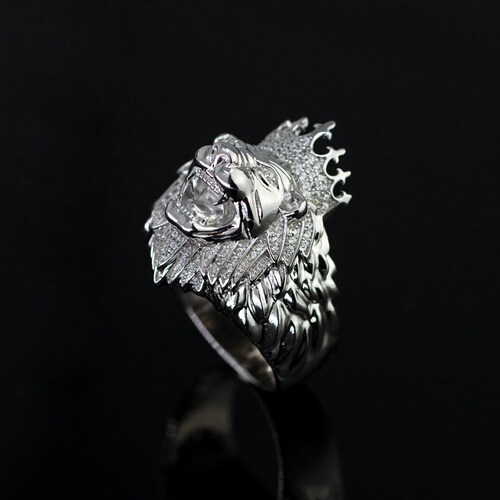 Silver Lion Ring, Men Lion Ring, shops Sterling Silver Lion Head Ring, Lion Face Ring, Solid Lion Men Ring, Men Ring, Animal Jewelry, rhodium