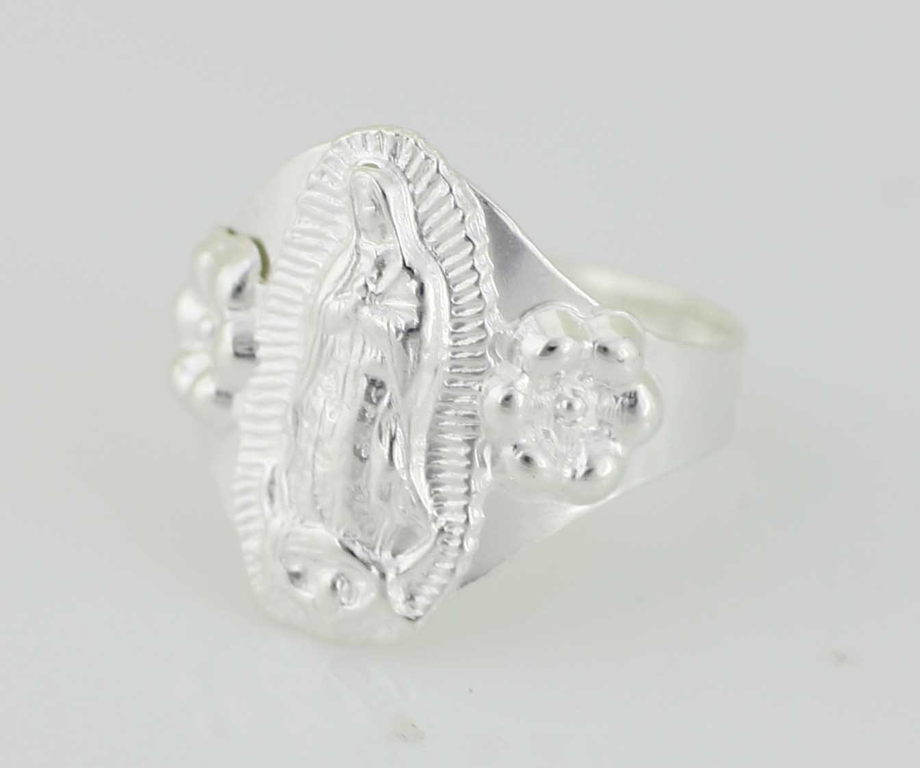 thumbnail image 2 of Sterling Silver Virgin Mary Ring - Our Lady Of Guadalupe High Polished .925 Silver Lucky Band 2 of 12