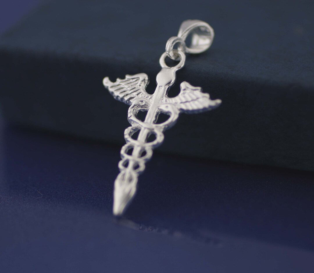 Sterling Silver Medical Symbol Necklace, Nurses Medical Logo Necklace