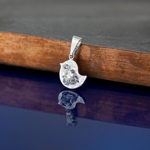 Silver Chick charm, Sterling Silver Little Bird Pendant, Animal Necklace, Silver Wisdom Necklace, Silver Bird Necklace