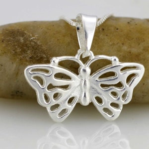Butterfly Necklace, Sterling Silver Butterfly Necklace, Silver Butterfly Charm, Solid Butterfly Pendant, Valentine Gift, Animal Jewelry,