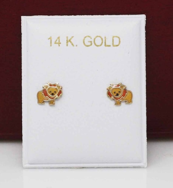 Lion Stud Earrings 14k gold over sterling silver