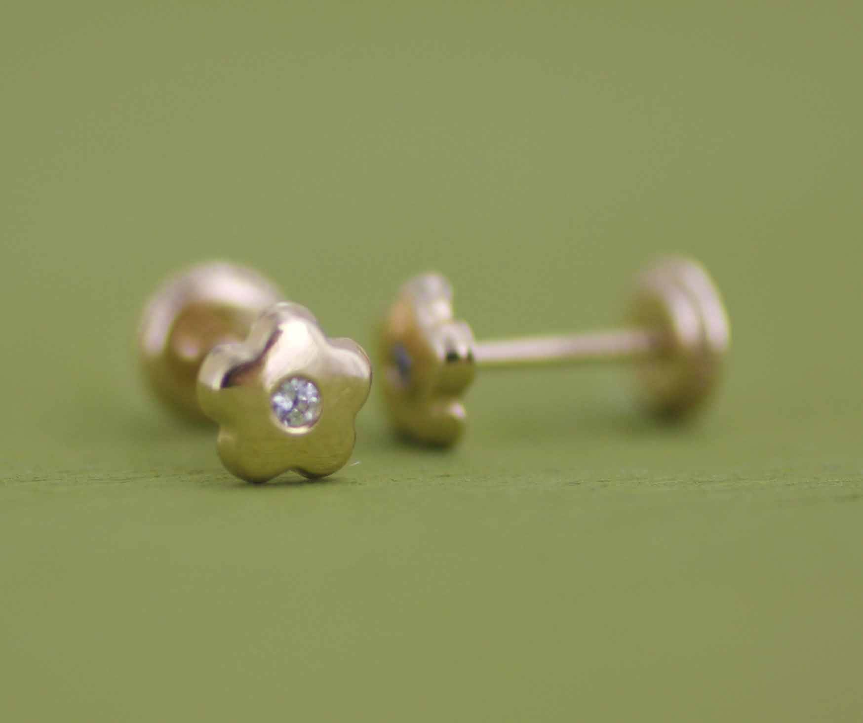 Flower 14k Gold Stud Earrings 14k Flower Stud Earring Rose Etsy