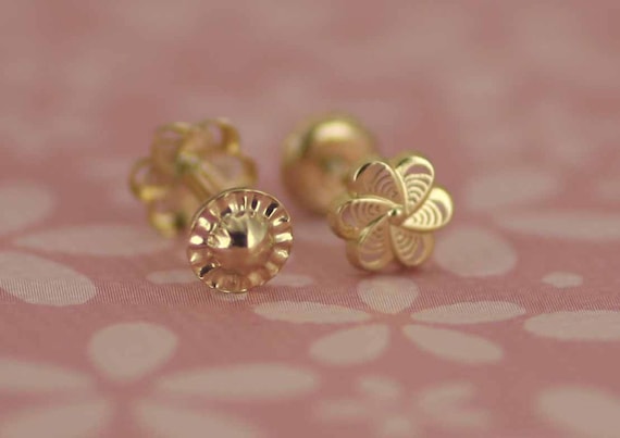 Girl 14k gold stud best sale earrings