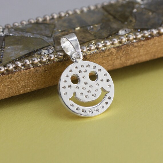 Buy Silver Smile Pendant, Sterling Silver Emoji Necklace, Silver
