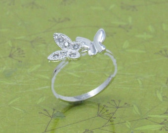 Sterling Silver Butterfly Ring, Double Butterfly Ring, Silver Butterfly Ring, Silver Butterfly Wings Ring, Delicate Ring, Boho Ring