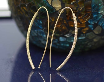 Minimalist Earrings, Gold over Silver Arc Earrings, Threader Earrings,  Arc Geometric Earrings, Open Hoop Earrings, Modern Earrings