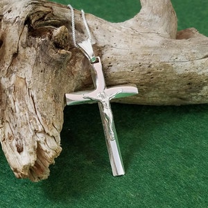 Sterling Silver Cross Necklace, Modern Cross Necklace, Crucifix Cross Pendant, Solid Silver Cross Necklace, Silver Crucifix Necklace