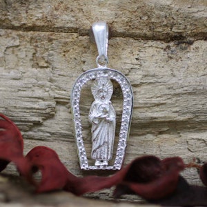 Sterling Silber St Jude Halskette, Sterling Silber 925 Saint Jude Apostel Halskette, Silber Hufeisen St Jude Anhänger, San Judas Tadeo Medaille