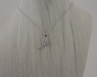 Letter M Necklace, Sterling Silver Initial Necklace, Silver