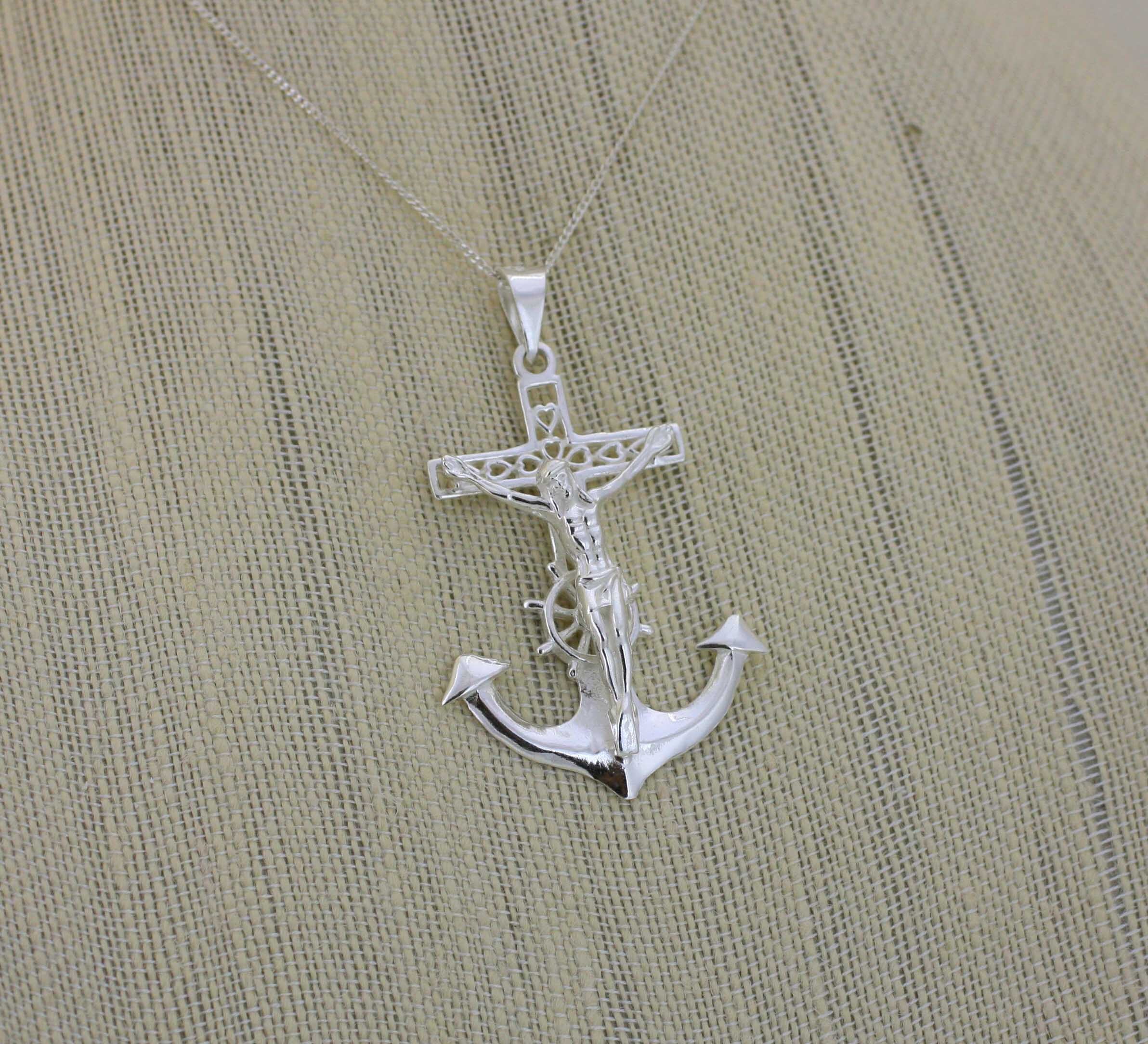 YFN Crocifisso, collana a forma di croce, in argento Sterling 925, con ciondolo a forma di Gesù, per uomo e donna, Argento sterling, Nessuna pietra preziosa