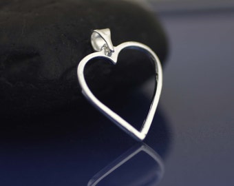 Collar de corazón de plata esterlina, collar de corazón de plata, collar de amor, collar de corazón de plata esterlina, collar de corazón abierto de plata,