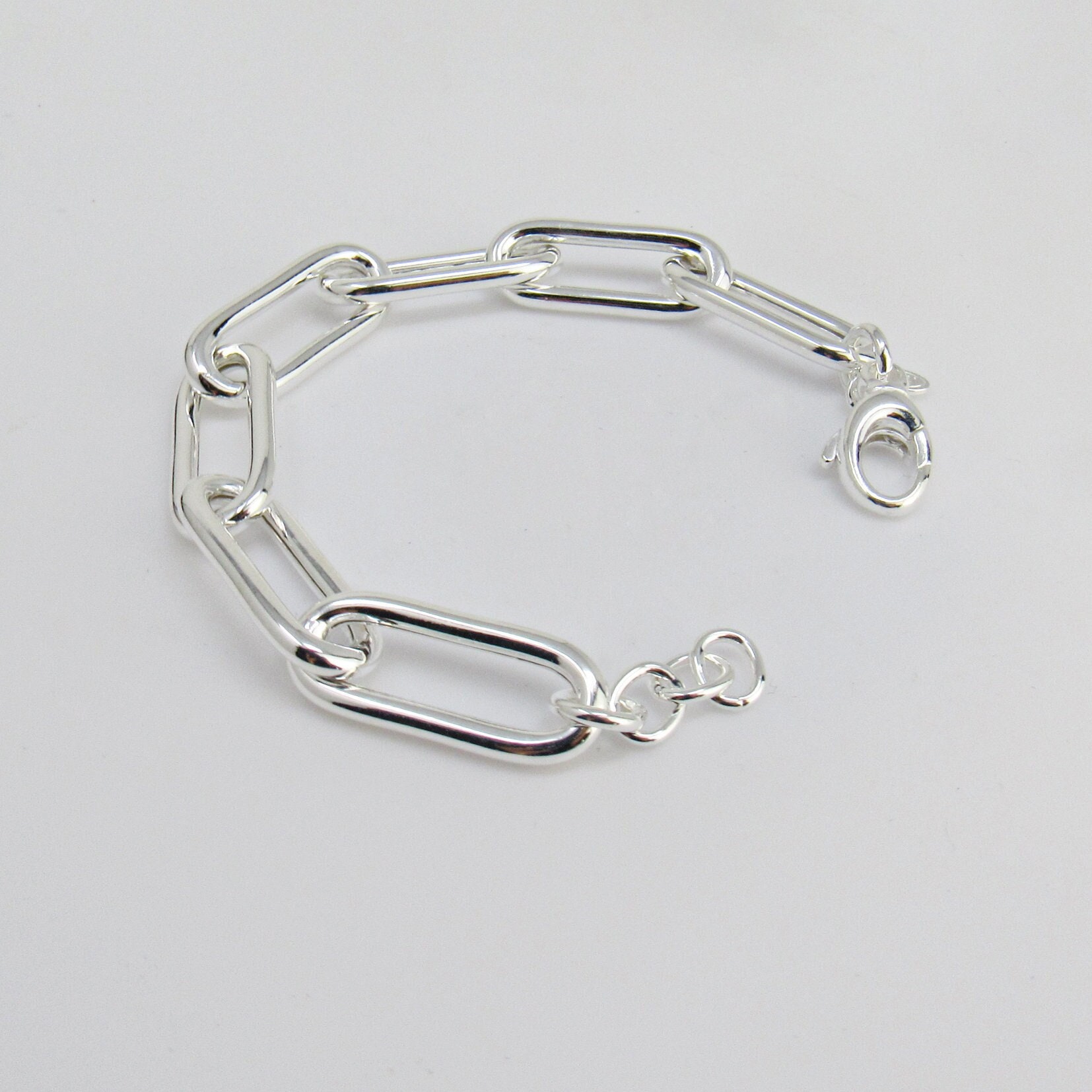 Sterling Silver Women Bracelet, 925 Silver Hollow Clip Chain