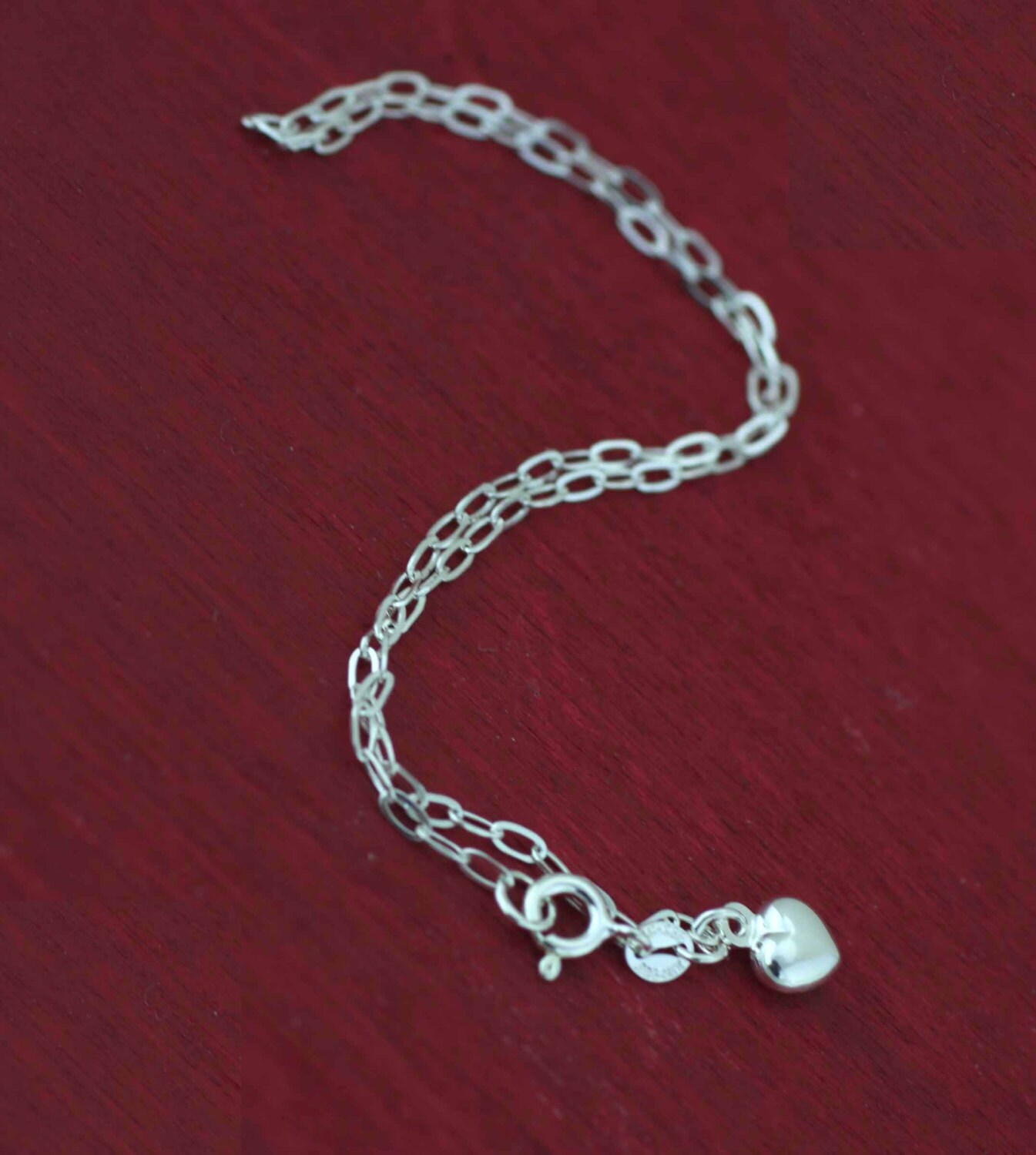 Heart Anklet, Silver Anklet, Sterling Silver Heart Anklet