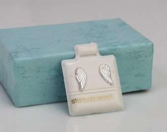 Pendientes de ala de ángel de plata de ley, pendientes de ala de ángel, pendientes de ala de plata, pendientes de ala de ángel con cierre de rosca