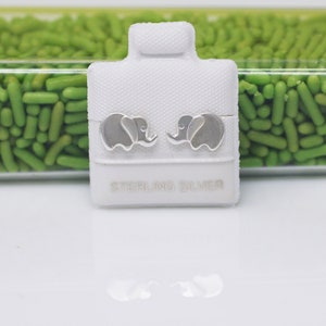 Elephant Stud Earrings, Sterling Silver Elephant Stud Earring, Silver Elephant Screw Back Stud