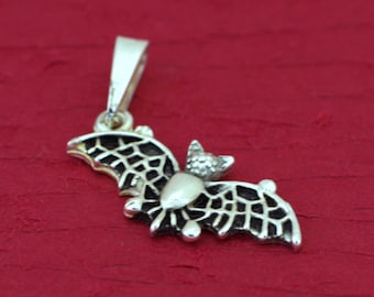 Collar de murciélago de plata esterlina, collar de murciélago de plata esterlina estilo gótico, collar de vampiro de plata, joyería de Halloween, collar con dije de murciélago