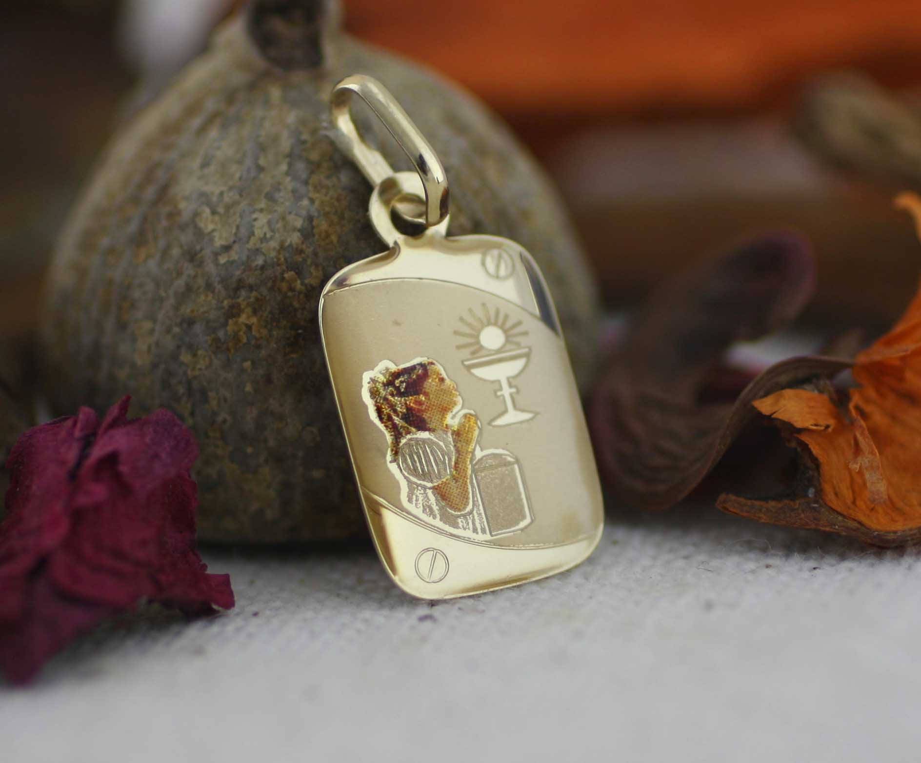 Gold first communion necklace sale