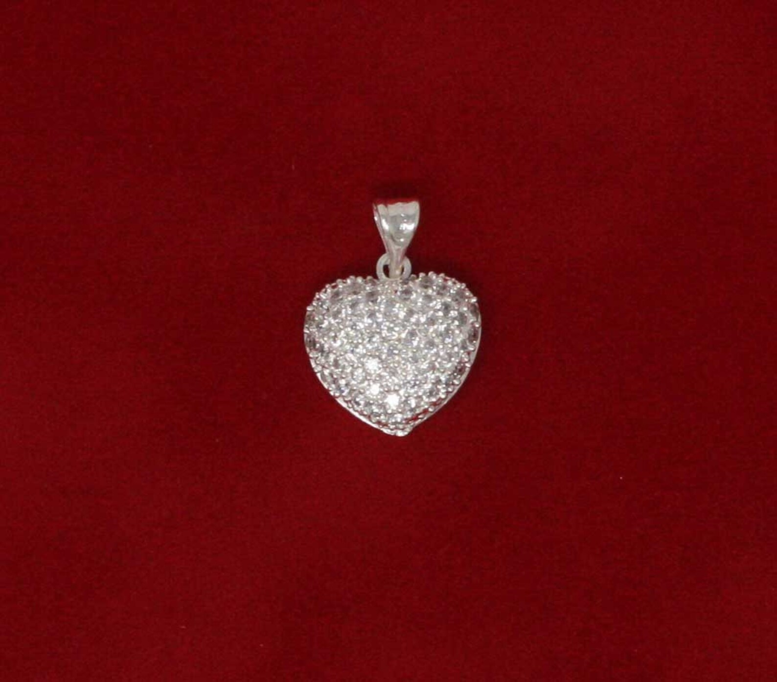 Sterling Silver Heart Cz Necklace Silver Modern Necklace Etsy