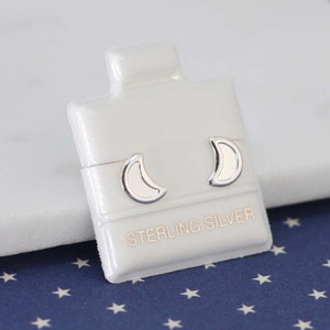 Silver Moon Stud, Sterling Silver Moon Stud Earrings, Silver Little Moon Earrings, Crescent Moon Post Earrings, Celestial Stud Earrings