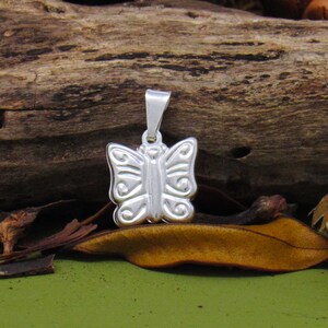 Silver Butterfly Pendant, Sterling Silver Butterfly Necklace, Silver Hollow Butterfly, Puff Butterfly, Animal Necklace, Boho Necklace
