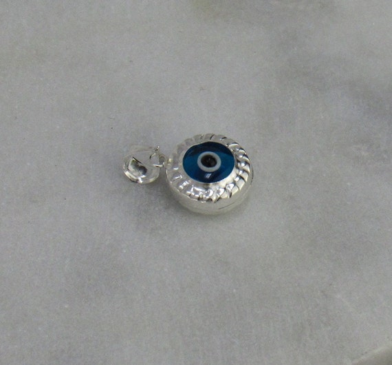 Evil Eye Anhänger, 925 Sterling Silber Evil Eye, Rund Blau Evil Eye Charm, Lünette  Blau Evil Eye, Silber Evil Eye Charm - .de