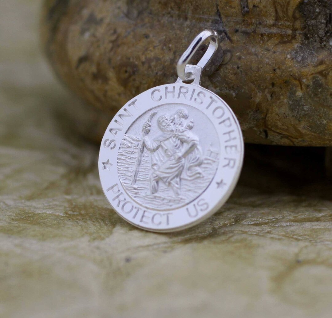 Silver Saint Christopher Necklace, Sterling Silver St Christopher Medal ...